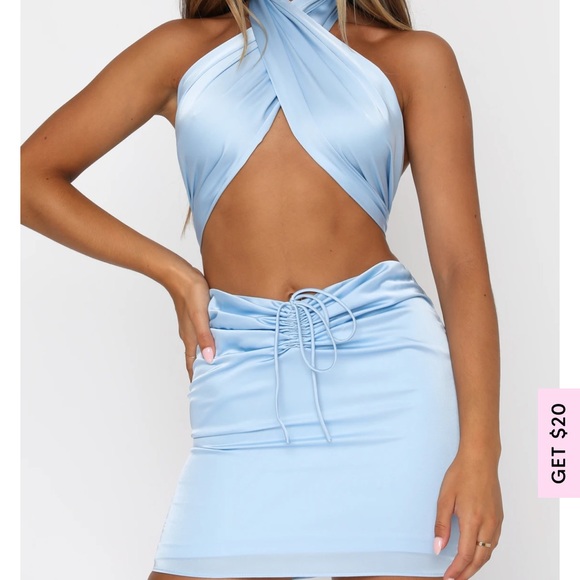 White Fox Boutique Dresses & Skirts - WHITE FOX Blue Two Piece halter Set